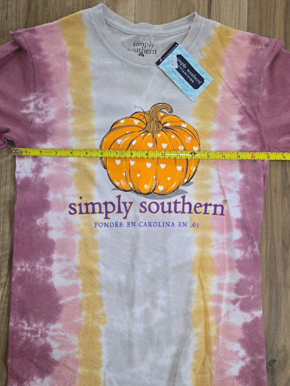 NWT Simply Southern Tie-Dye Pumpkin Long Sleeve Tee Fly Autumn - Picture 3 of 6